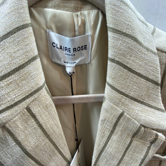 Oversized Blazer Claire Rose x NA-KD,Stripe / Beige - Picture 5 of 9